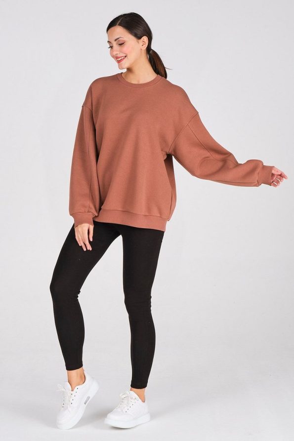 BUSA Basic Oversize Thermal Sweatshirt Brown