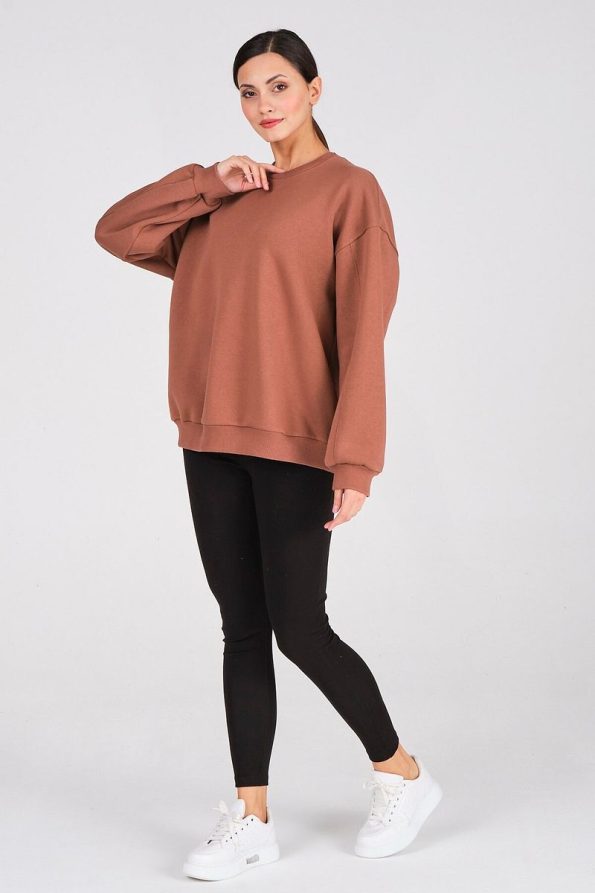 BUSA Basic Oversize Thermal Sweatshirt Brown