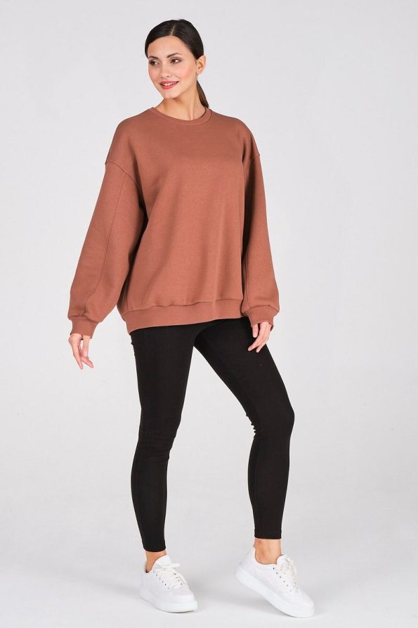 BUSA Basic Oversize Thermal Sweatshirt Brown