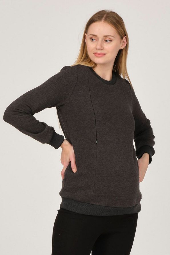 BUSA Thermal Nursing Sweatshirt for Maternity in Anthracite