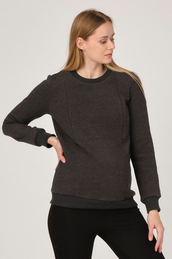BUSA Thermal Nursing Sweatshirt for Maternity in Anthracite