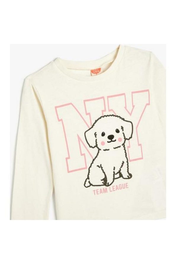 Cotton Long Sleeve Dog Print T-Shirt