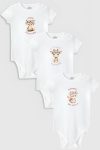 Organic 100% Cotton Cute Animal Print 3-Piece Baby Bodysuit Set