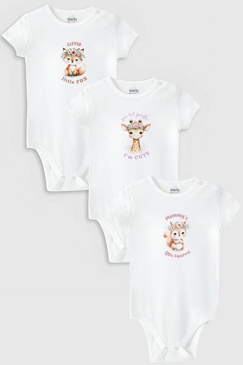 1_org_zoom-7554.jpg Organic 100% Cotton Cute Animal Print 3-Piece Baby Bodysuit Set