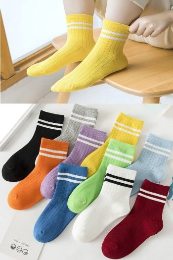 10 Pairs of Children's Colorful Sock Socks with Circle Pattern
