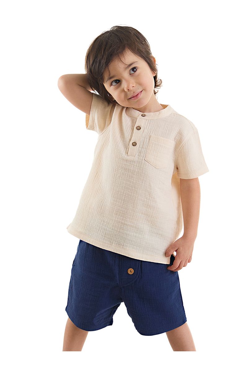 1_org_zoom-7692.jpg Denokids Boys' Summer Muslin Shorts and Shirt Set