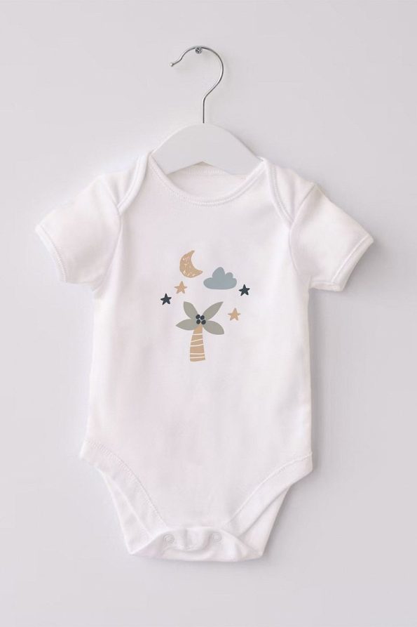 Lilabio 100% Organic Cotton 3-Pack Short Sleeve Baby Bodysuit Elephant