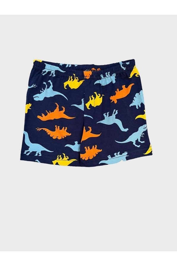Elmas Kids Boys' Cotton Dinosaur Print Navy Tank Top and Boxer Set