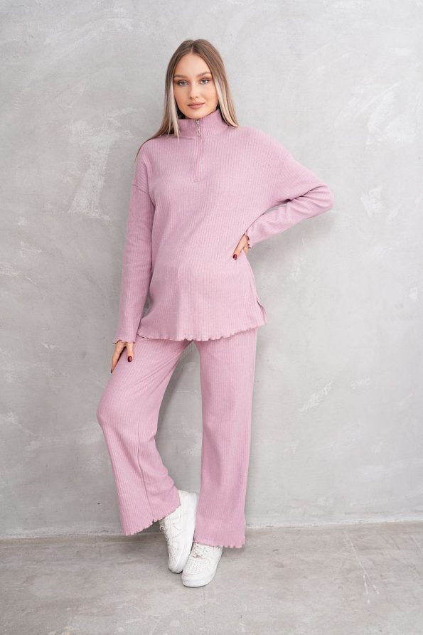 Miss World Lissa Pink Zip Collar Soft Fabric Maternity and Nursing Tracksuit
