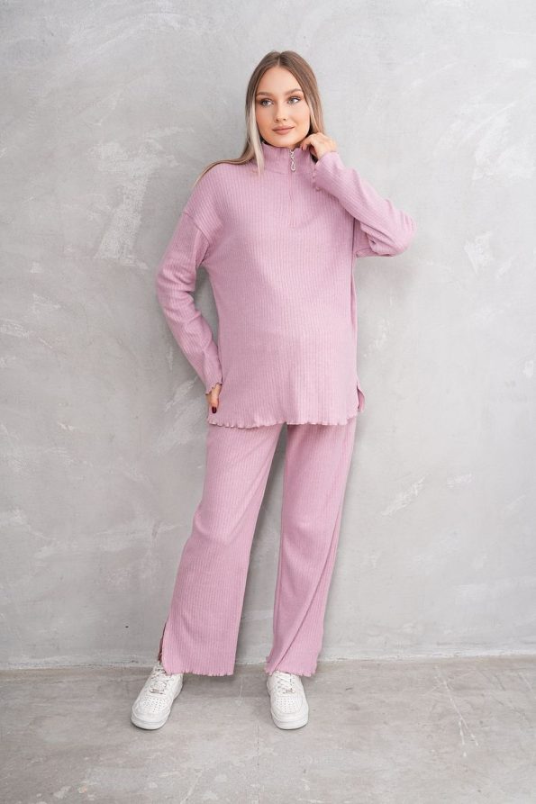 Miss World Lissa Pink Zip Collar Soft Fabric Maternity and Nursing Tracksuit