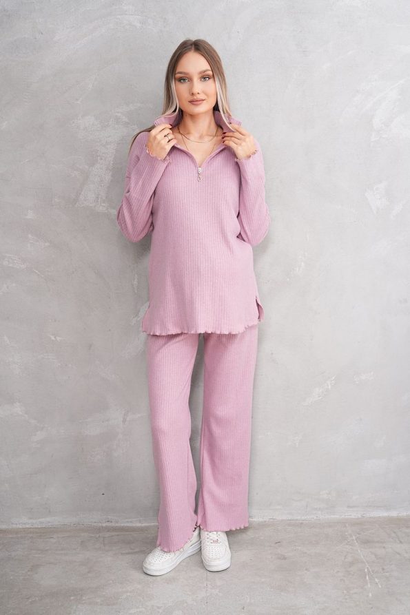 Miss World Lissa Pink Zip Collar Soft Fabric Maternity and Nursing Tracksuit