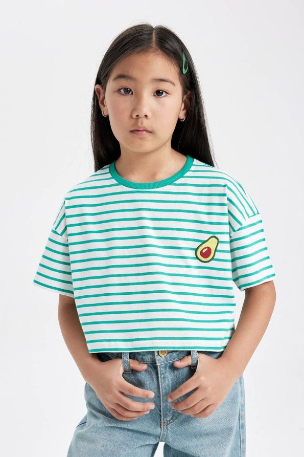Girls' Striped Short Sleeve T-Shirt