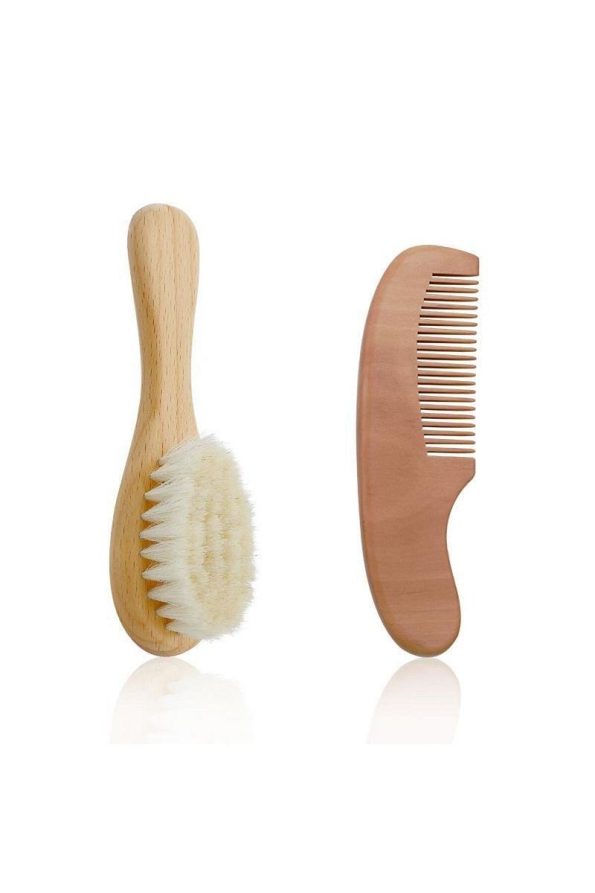 2-Piece Baby Set with Natural Goat Hair Brush and Comb