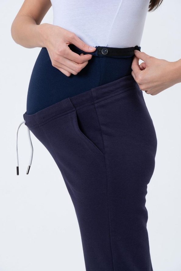 BUSA Maternity Three-Piece Cargo Sweatpants Navy Blue