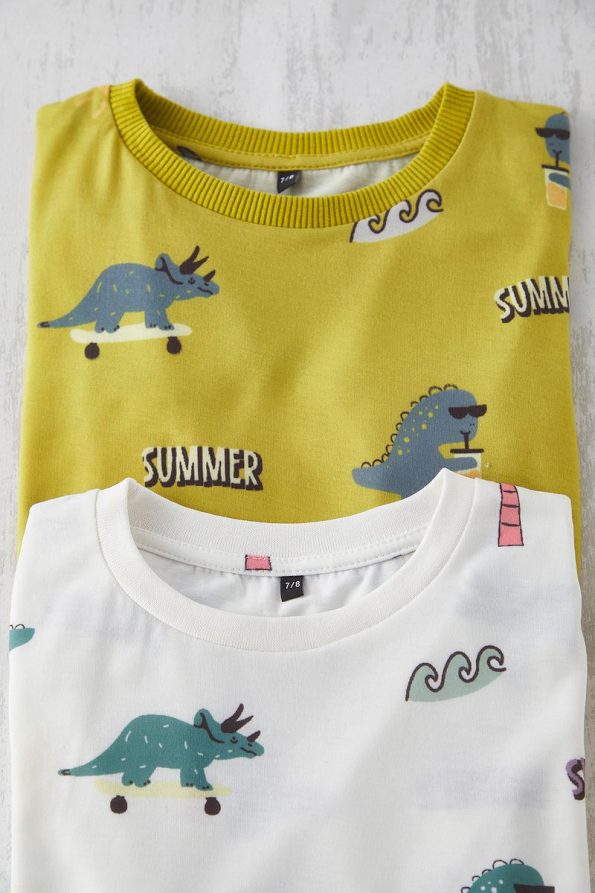 Trendyolmilla Kids Cream 4-Piece Boys Animal Print Pajama Set