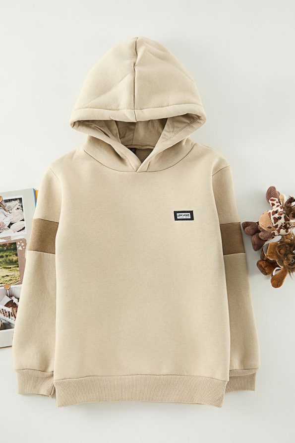 Trendyolmilla Kids Beige Hooded Color Block Mini Me Sweatshirt
