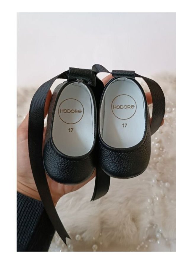 Hodore Fiore Genuine Leather Baby Moccasins Black