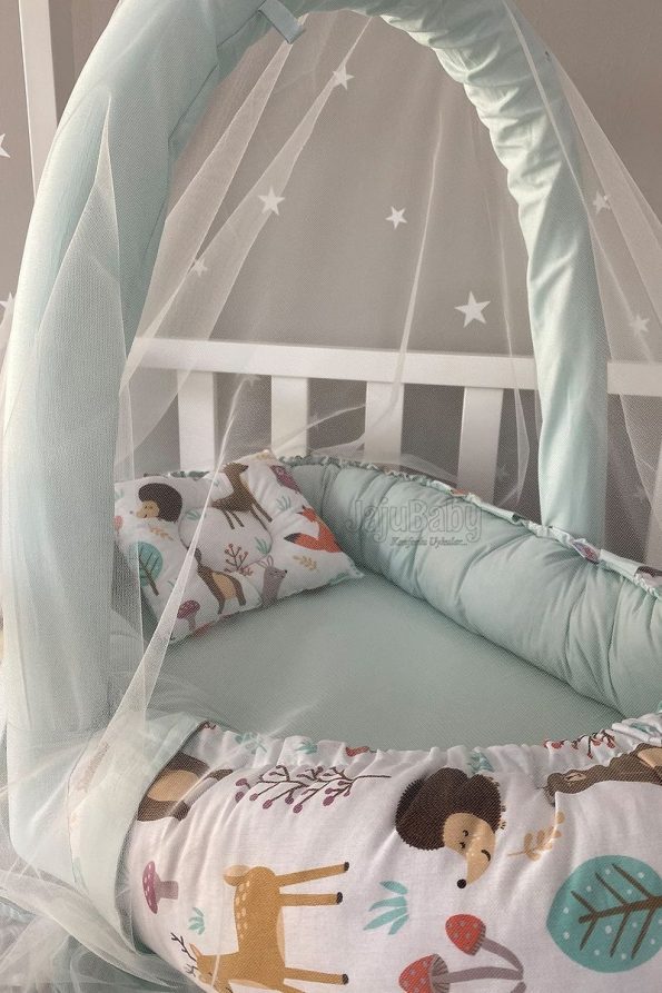Jaju Baby Cute Forest Baby Nest with Canopy and Toy Hanger