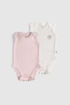 2-Pack Adjustable Pink and Ecru Snaps Bodysuit