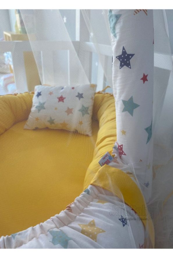 Jaju Baby Nest Starry Yellow Canopy with Toy Hanger