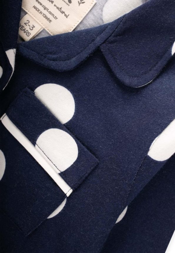 Polka Dot Pajama Set for Ages 8-12 in Navy Blue