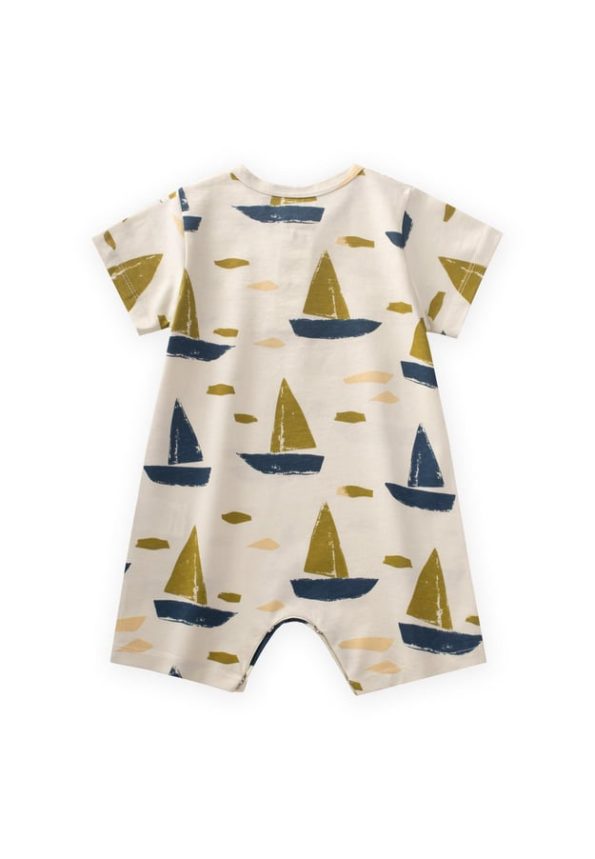Patterned Romper for Ages 0-4 in Ecru