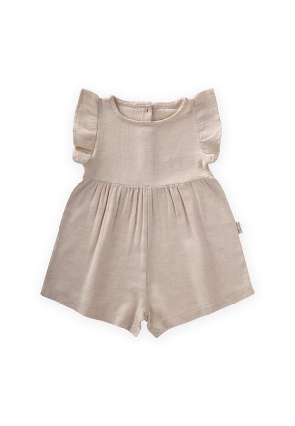 Linen Jumpsuit for Ages 0-3 Natural