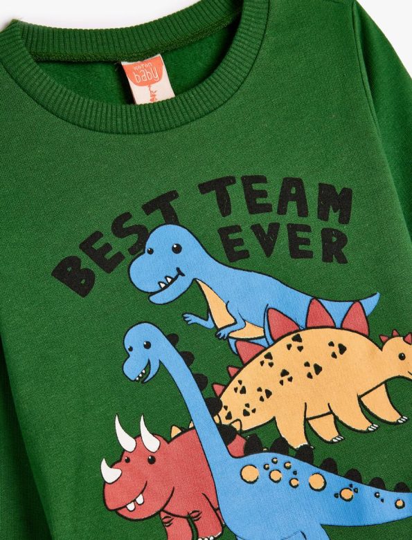 Boys' Dinosaur Print Long Sleeve Cotton Sweatshirt