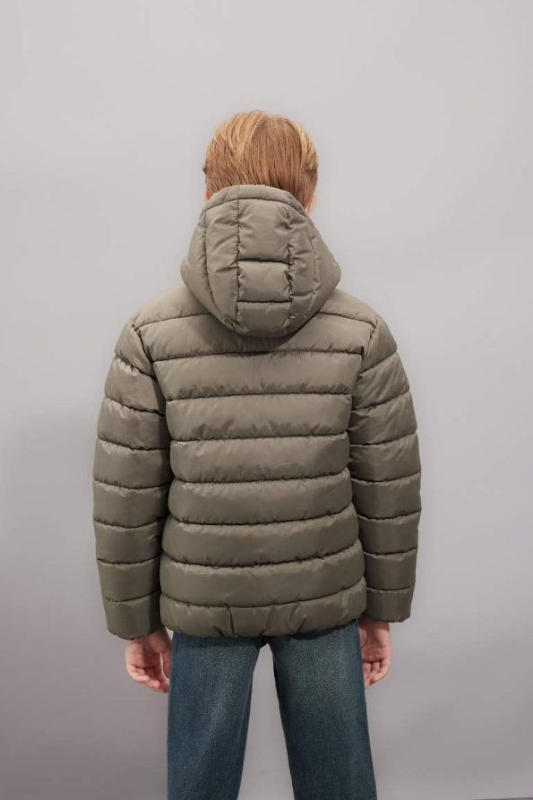 Boys' Water-Repellent Hooded Basic Puffer Jacket