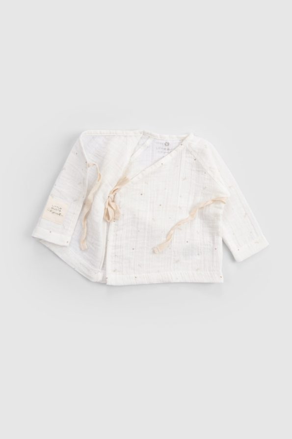 Organic Cotton Muslin Ecru Cross-Over Baby Set