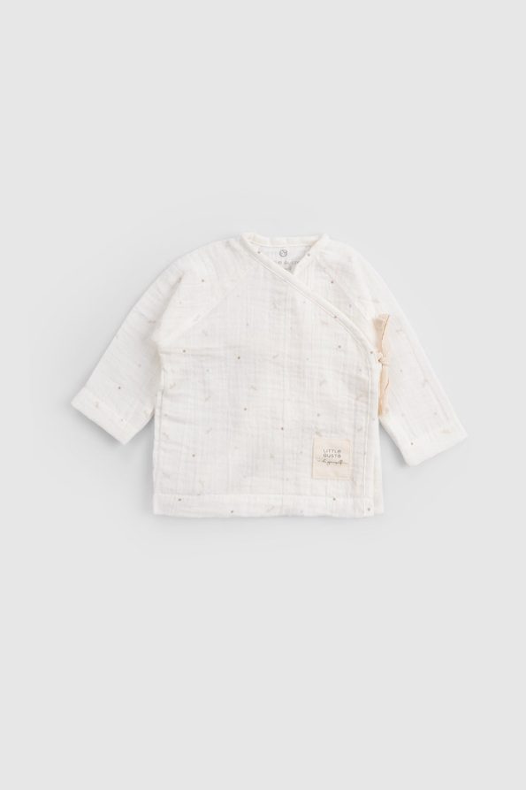 Organic Cotton Muslin Ecru Cross-Over Baby Set
