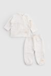 Organic Cotton Muslin Ecru Cross-Over Baby Set