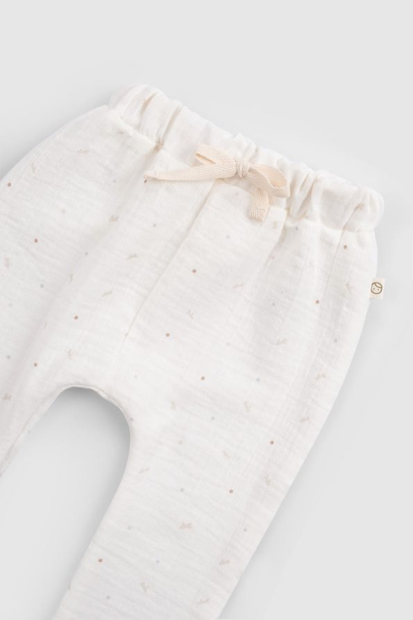 Organic Cotton Muslin Ecru Baby Pants