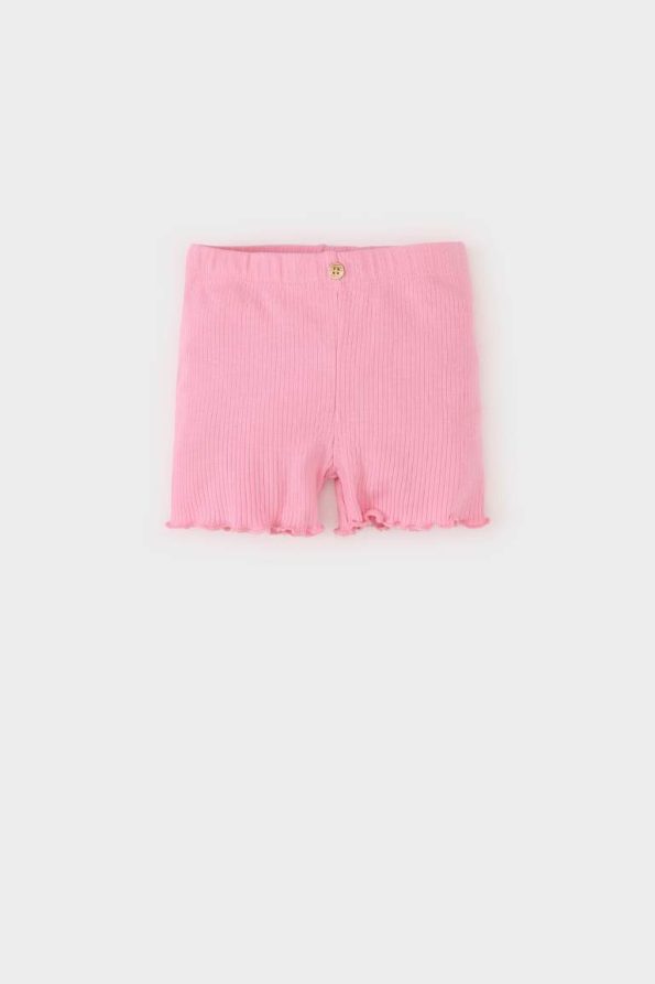 Girls' Baby Elastic Waist Ribbed Cotton Shorts