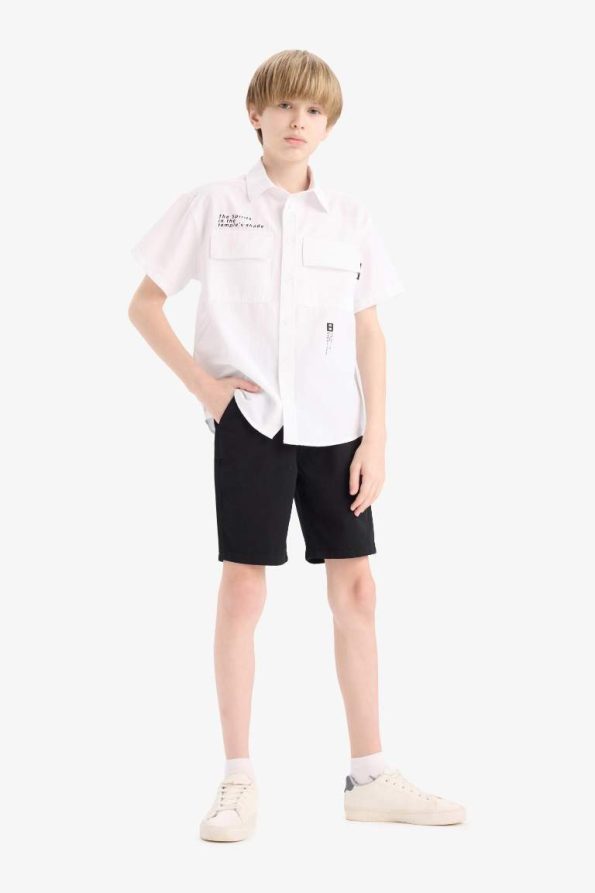 Boys' Pocket Basic Plain Gabardine Shorts