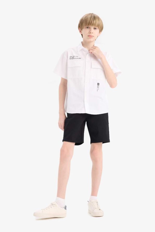 Boys' Pocket Basic Plain Gabardine Shorts