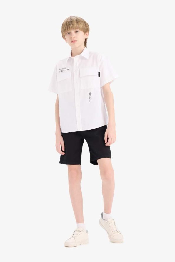 Boys' Pocket Basic Plain Gabardine Shorts