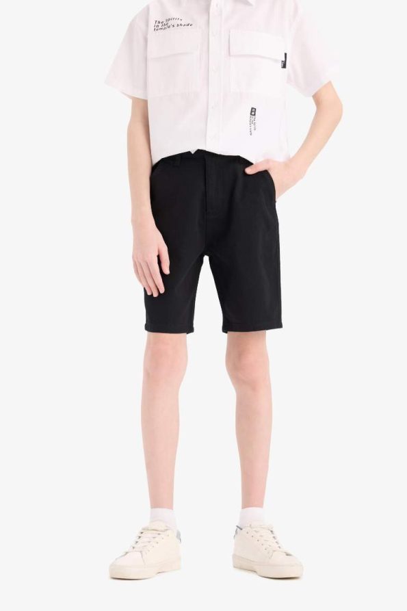 Boys' Pocket Basic Plain Gabardine Shorts