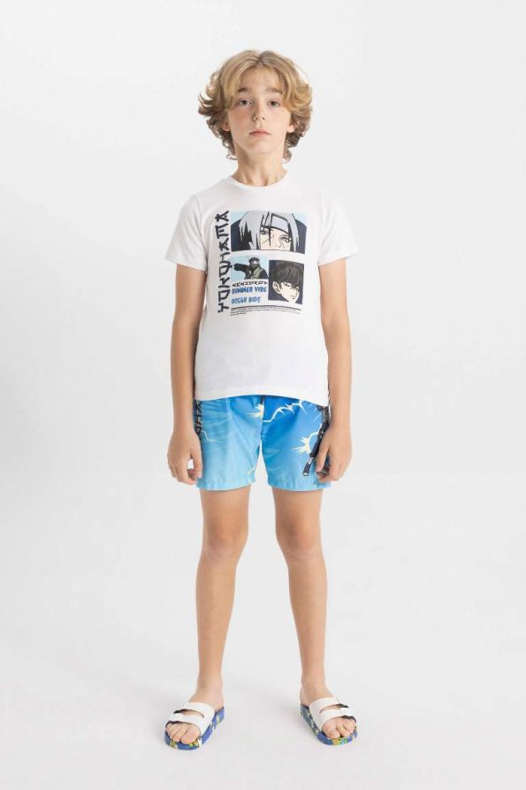 Boys' Two-Piece Set with Printed Short-Sleeve T-Shirt and Swim Shorts