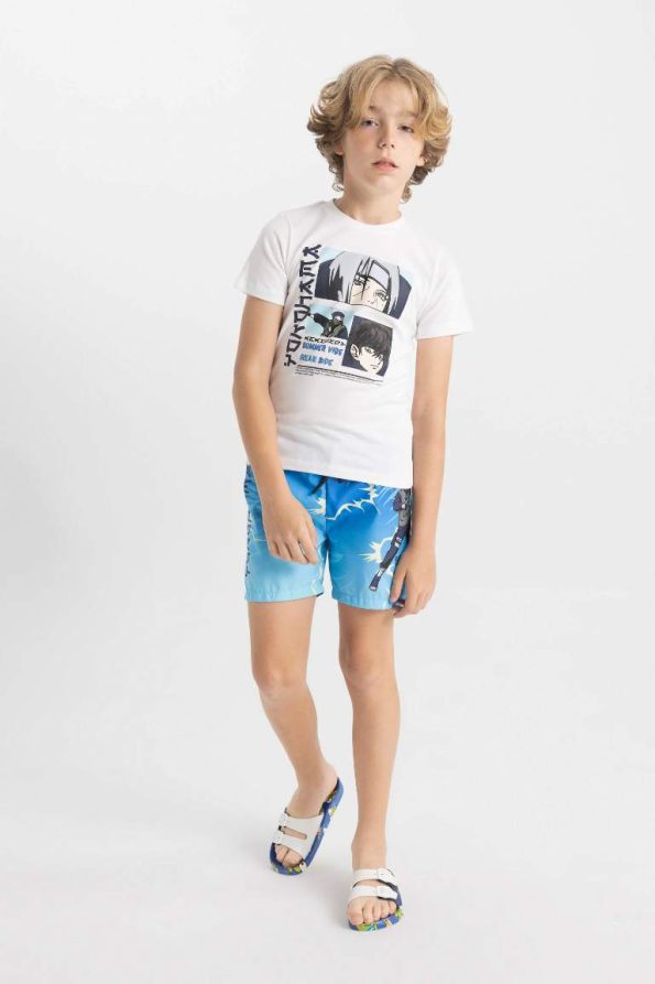 Boys' Two-Piece Set with Printed Short-Sleeve T-Shirt and Swim Shorts