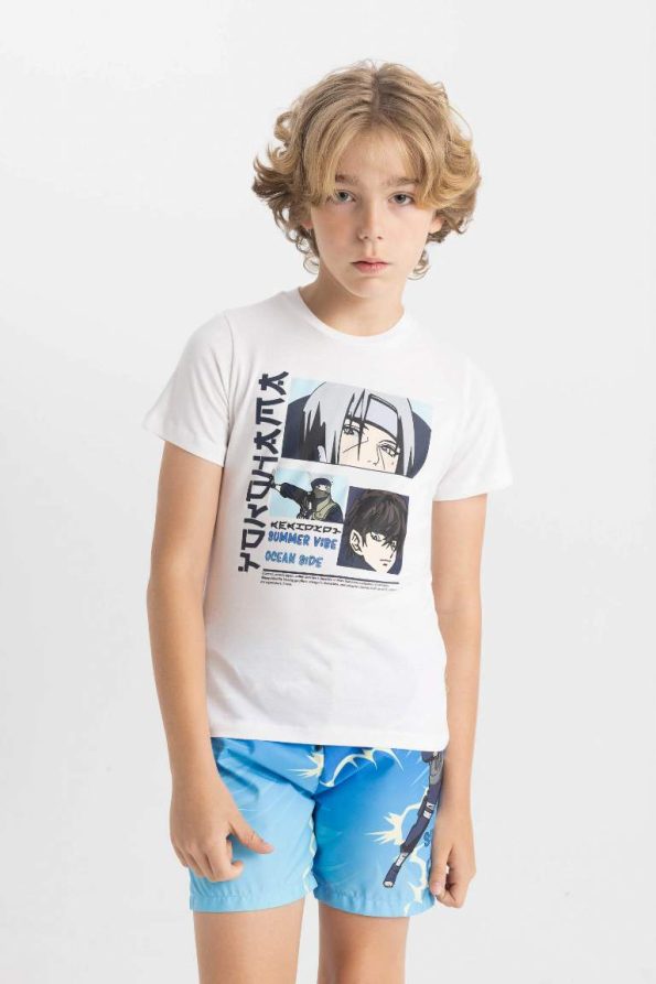 Boys' Two-Piece Set with Printed Short-Sleeve T-Shirt and Swim Shorts