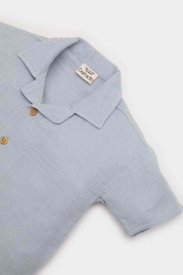 Boys' 2-Piece Muslin Set with Short-Sleeve Shirt and Elastic Waist Shorts