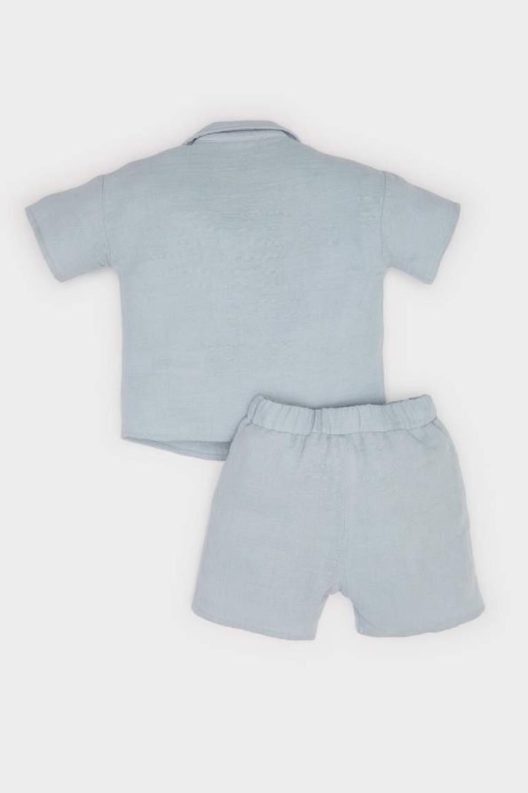 Boys' 2-Piece Muslin Set with Short-Sleeve Shirt and Elastic Waist Shorts