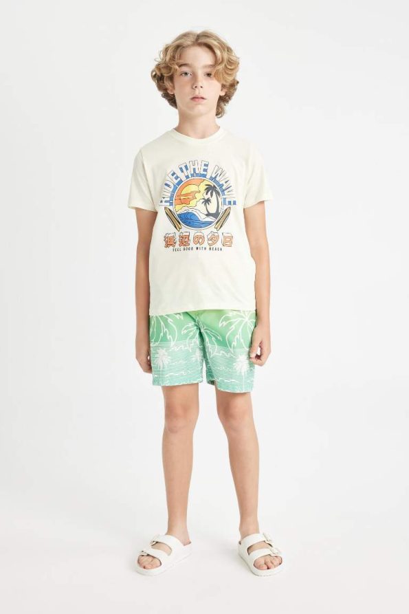Boys' Palm Pattern Swim Shorts