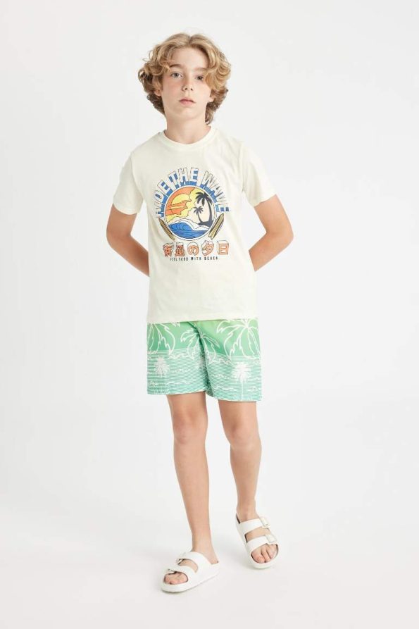 Boys' Palm Pattern Swim Shorts