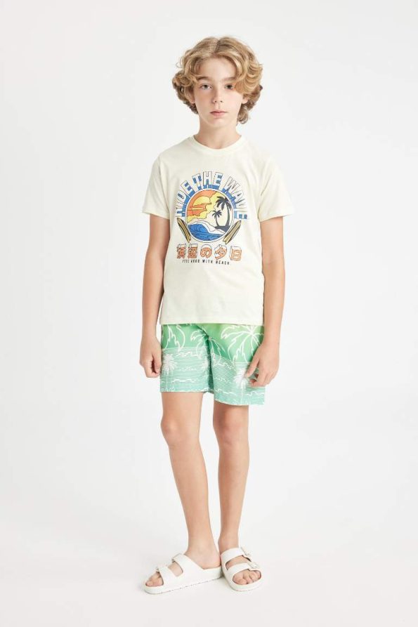 Boys' Palm Pattern Swim Shorts