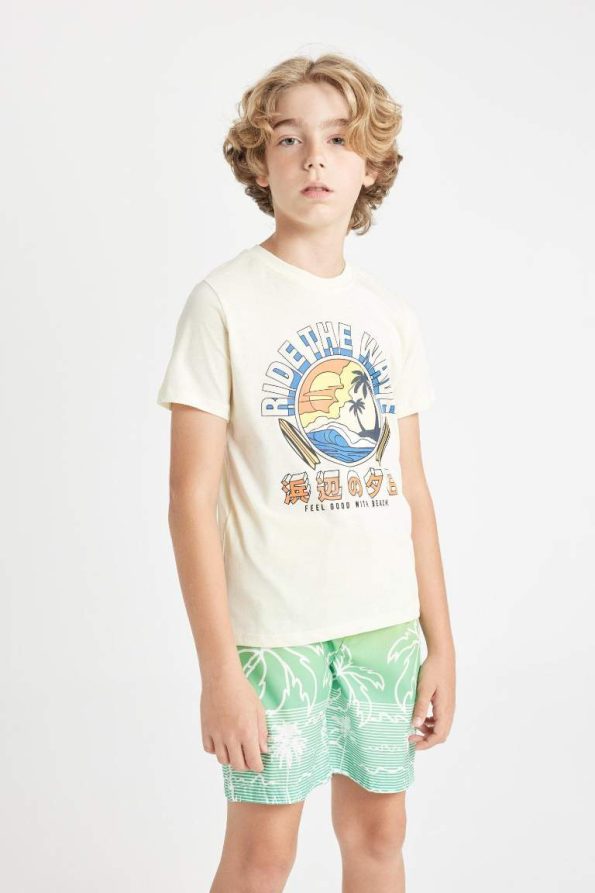 Boys' Palm Pattern Swim Shorts