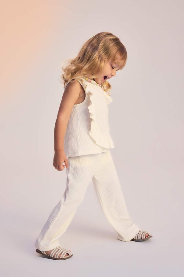 Girl's Baby 2-Piece Set Sleeveless Blouse with Elastic Waist Wide Leg Pants