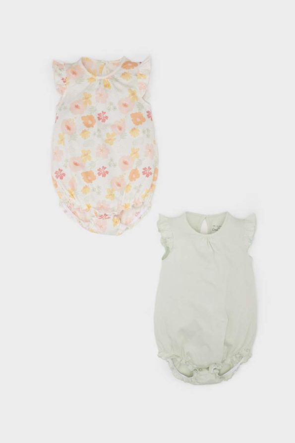 Newborn Girl's Floral Short Sleeve Bodysuit Set