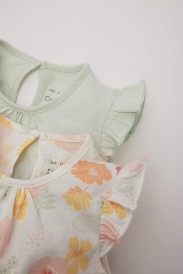 Newborn Girl's Floral Short Sleeve Bodysuit Set